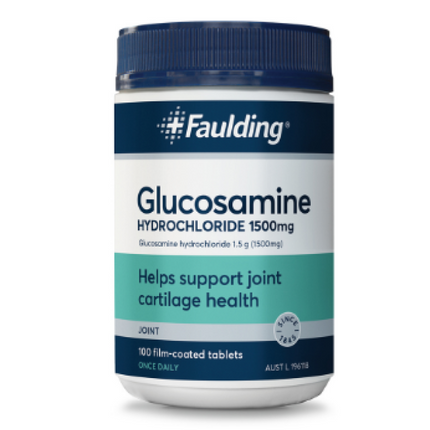 Faulding Glucosamine HCL 1500mg for Joint Health Support 100 Tablets
