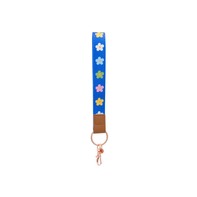 Splosh Teacher Gift Blue Floral Fabric Wristlet Keychain Keychain