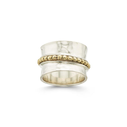 Palas Inner Light Meditation Spinning Ring Sterling Silver and Brass Size L 9