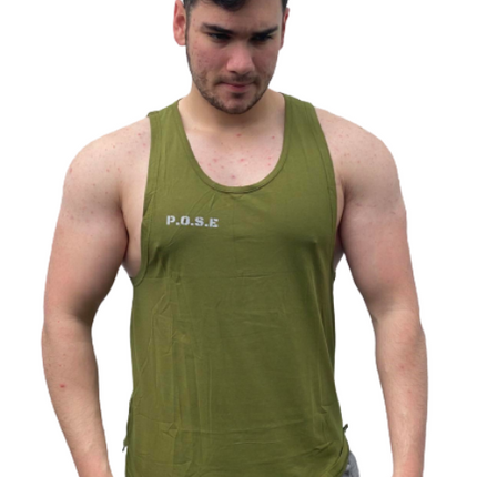 P.O.S.E Invisage Army Green Gym Tank Top
