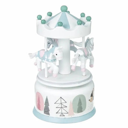 Toyslink Wooden Baby Carousel Music Box for Nursery Decor and Keepsake Gift 18CM