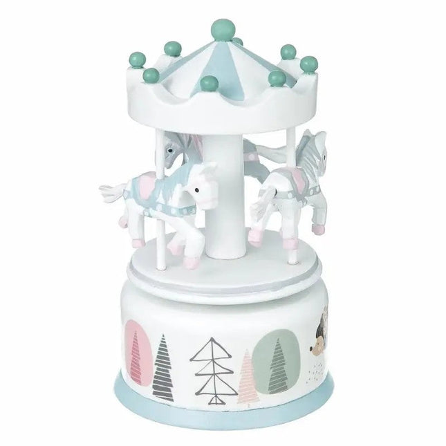 Toyslink Wooden Baby Carousel Music Box for Nursery Decor and Keepsake Gift 18CM