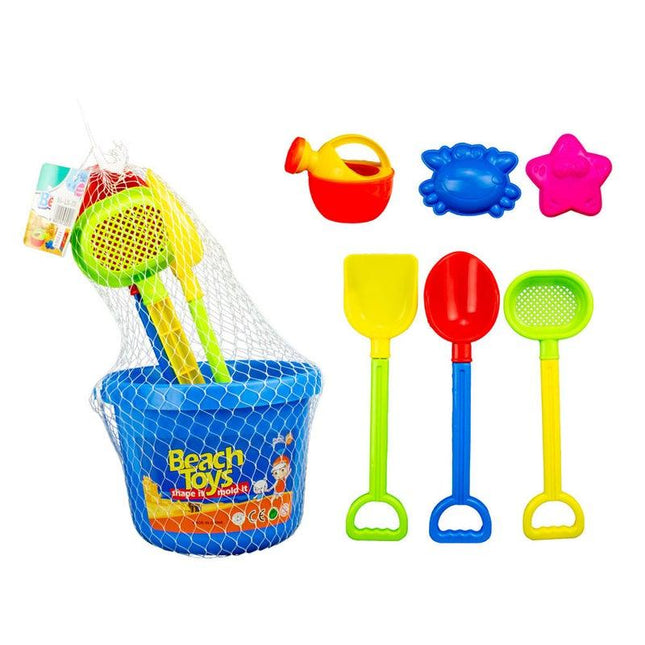 Kids Beach Bucket Play Set 7 Piece Blue - OhYouLuckyDuck.com.au