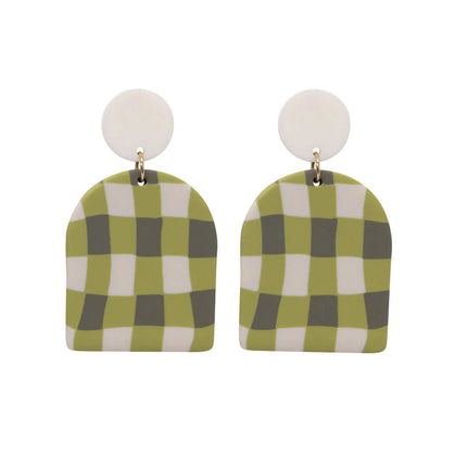 Kiki Earrings in Green Gingham