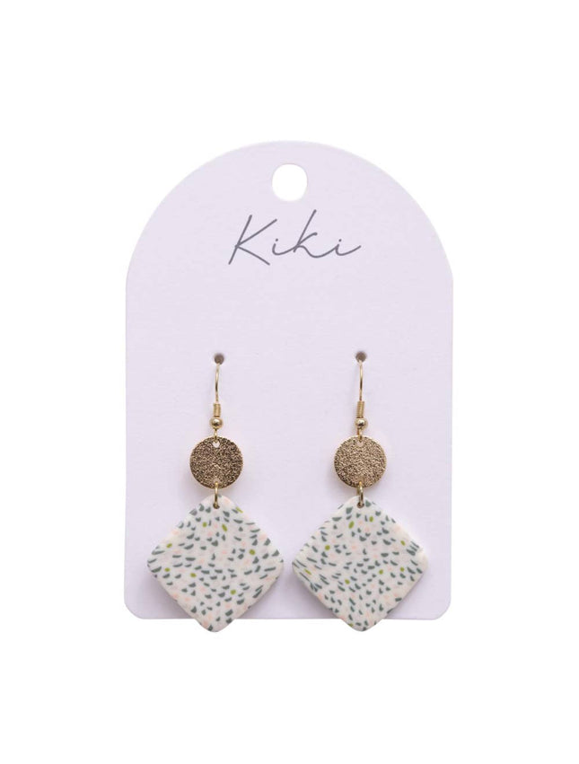Kiki Green Speckled Drops Earrings 5.5cm
