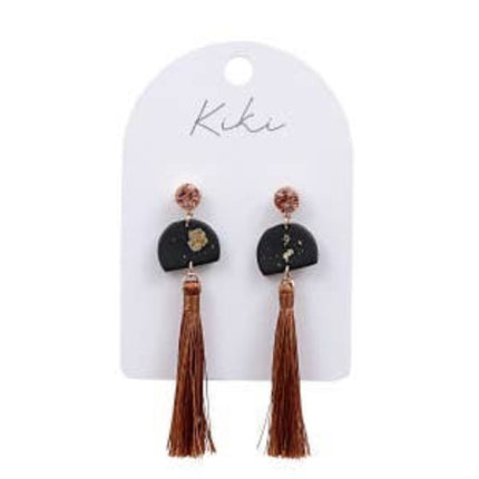 Kiki Midnight Tassel Statement Earrings Blue and Gold