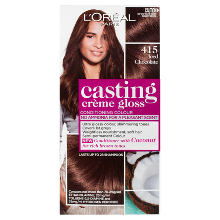L'Oreal Paris Casting Creme Gloss Semi-Permanent Hair Colour - 415 Iced Chocolate(Ammonia Free) - OhYouLuckyDuck.com.au