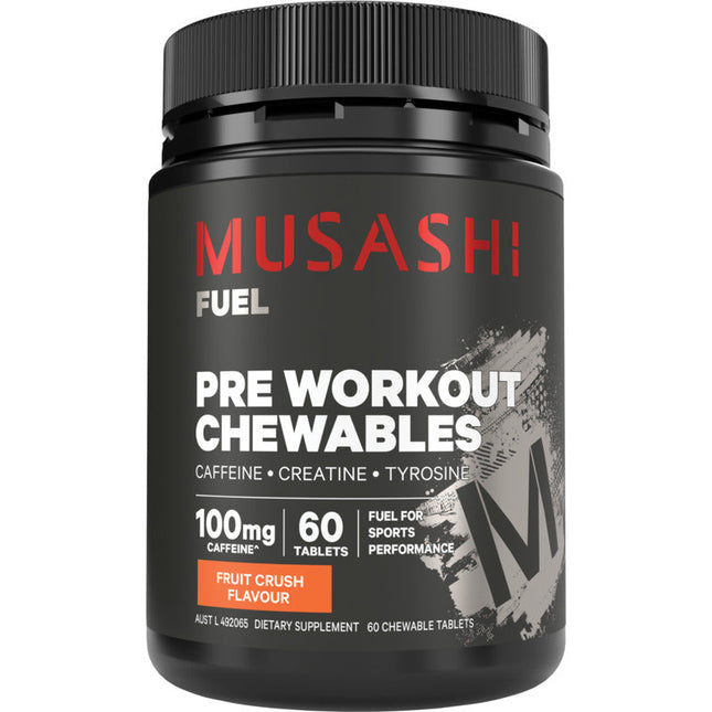 Musashi Pre Workout Chewables Fruit Crush 60 Tabs