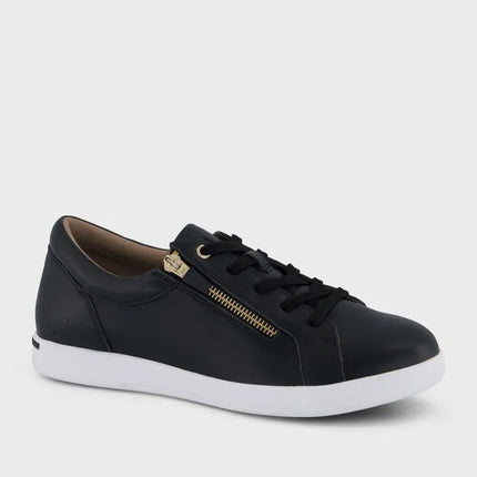 Homyped Lotti Zip Lace Women's Leather Comfort Sneakers Black C+/D Width Size 10