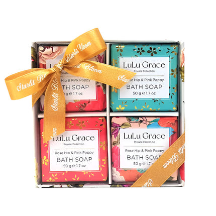 Lulu Grace Gift Set Rose Hip and Pink Poppy Soaps Pack Of 4