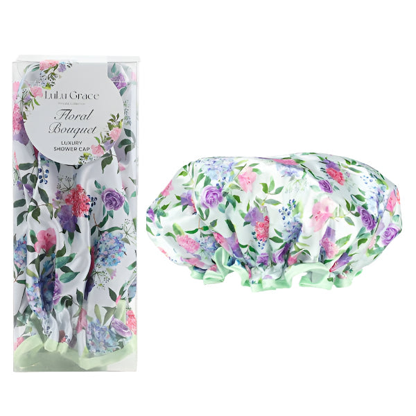 Lulu Grace Private Collection Luxury Shower Cap In Classic Floral Bouquet Print