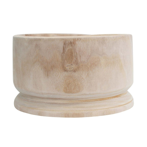 Lavida Wooden Round Squat Bowl Home And Room Tabletop Decor Natural 19.5X19.5Cm