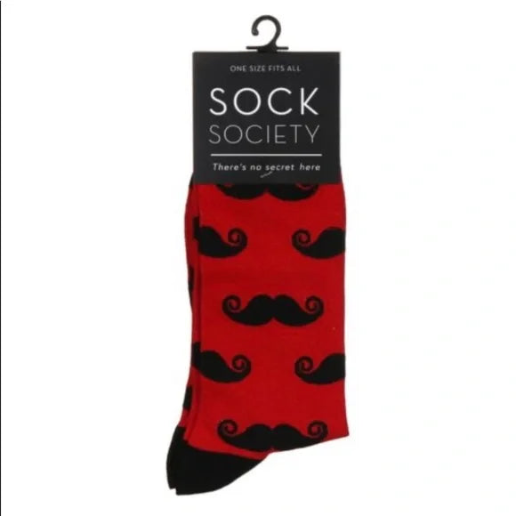 Sock Society Moustache Pattern Novelty Crew Socks for Men Size 7 to 12