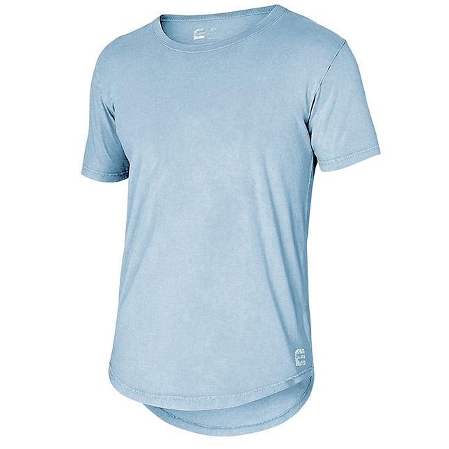 Eleven Workwear Acid Wash Crew Neck T-Shirt Sky Blue