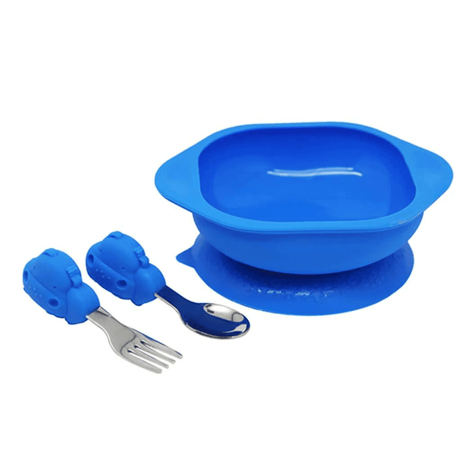Marcus & Marcus Toddler Mealtime Set Lucas Hippo Blue