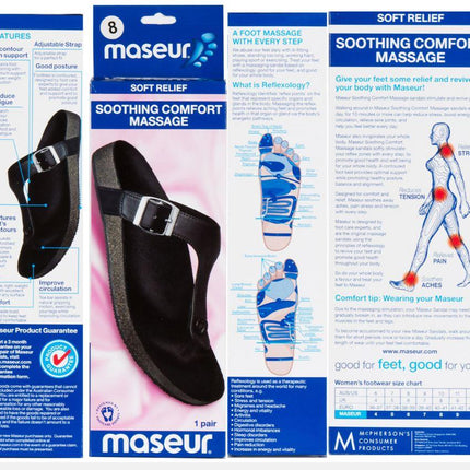 Maseur Women's Soothing Comfort Massage Sandal - Black - OhYouLuckyDuck.com.au
