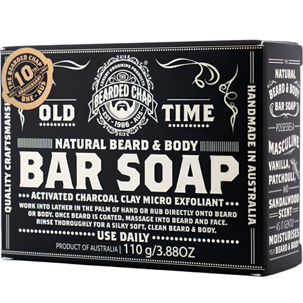 The Bearded Chap Activated Charcoal & Clay Beard And Body Bar Soap 110G
