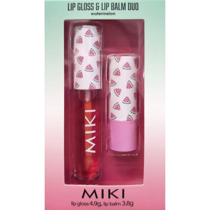 Miki Lip Duo Watermelon Scented Lip Balm and Gloss Set 3G