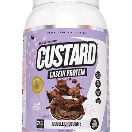 Muscle Nation Custard Casein Protein Powder Double Chocolate 1KG