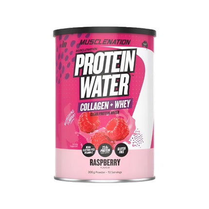 Muscle Nation Protein Water Powder Raspberry 300g - OhYouLuckyDuck.com.au