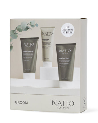 Natio Riverstone Gift Set for Men with Face Wash 150G Moisturiser 100G and Soap 200G