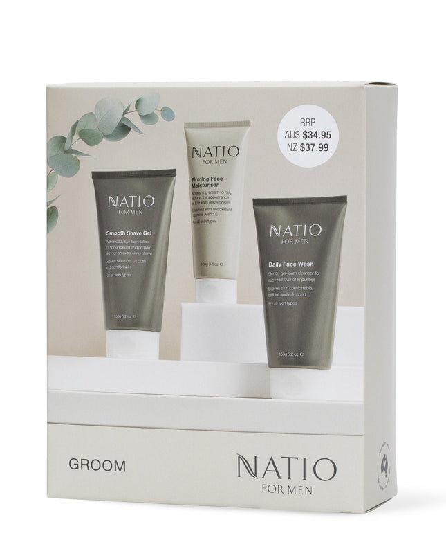 Natio Riverstone Gift Set for Men with Face Wash 150G Moisturiser 100G and Soap 200G