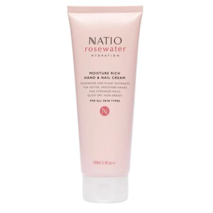 Natio Rosewater Hydration Moisture Rich Hand & Nail Cream 100Ml - OhYouLuckyDuck.com.au
