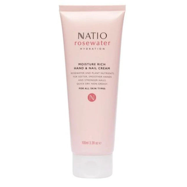Natio Rosewater Hydration Moisture Rich Hand & Nail Cream 100Ml - OhYouLuckyDuck.com.au