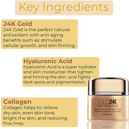 GLO24K Moisturizing 24k AM Day Cream 50ml - Cosmetics Squad