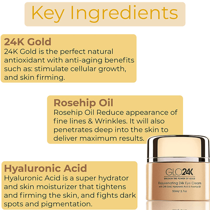 GLO24K Rejuvenating 24k Eye Cream 50ml - OhYouLuckyDuck.com.au
