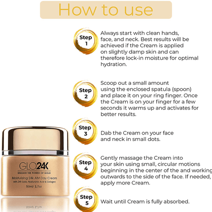 GLO24K Moisturizing 24k AM Day Cream 50ml - Cosmetics Squad