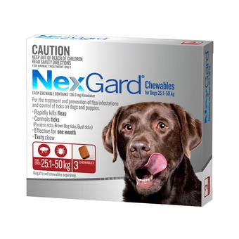 NexGard Chewables for Extra Large Dogs 25.1 to 50kg 3 Pack