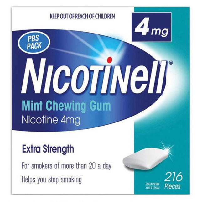 Nicotinell Chewing Gum Mint 4mg | 216 Pieces - OhYouLuckyDuck.com.au
