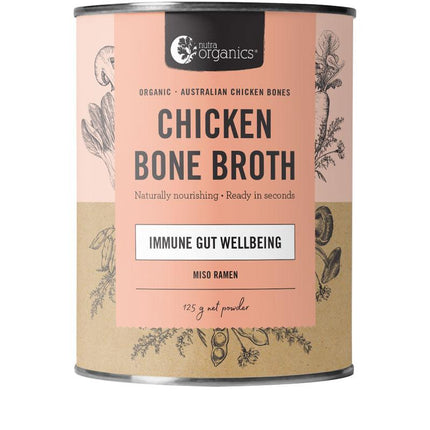 Nutra Organics Chicken Bone Broth Immune Gut Wellbeing - Miso Ramen 125g