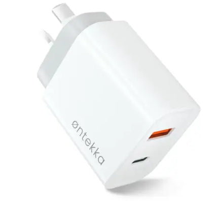 Ontekka 20W USB C and A PD Dual Port Wall Charger White