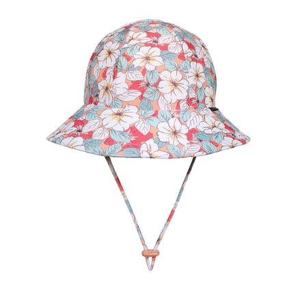 Bedhead Ponytail Swim Bucket Beach Hat Hibiscus Print for Girls 3 to 6 Years 54CM