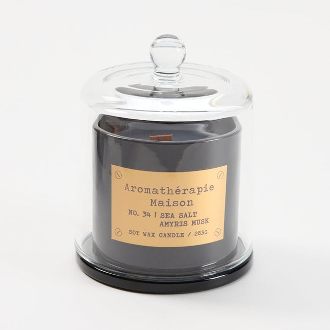Le Desire Maison Soy Cloche Candle Sea Salt Amyris Musk Black 283g