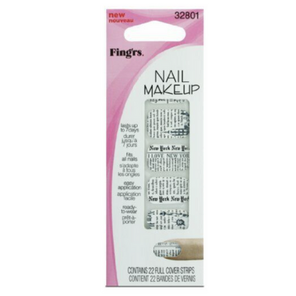 Fing'rs Nail Makeup Full Cover Strips New York Newspaper - OhYouLuckyDuck.com.au