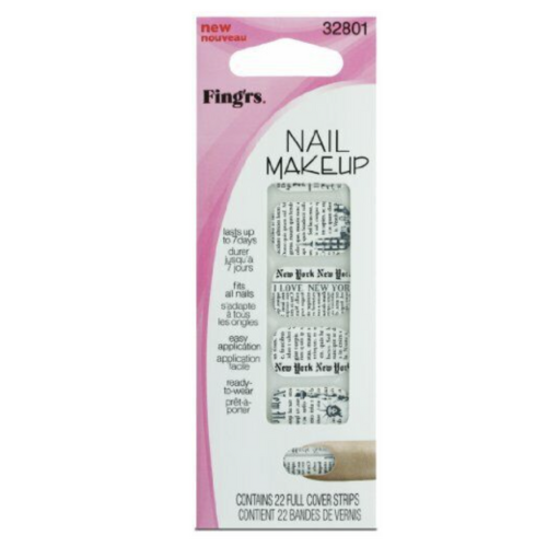 Fing'rs Nail Makeup Full Cover Strips New York Newspaper - OhYouLuckyDuck.com.au