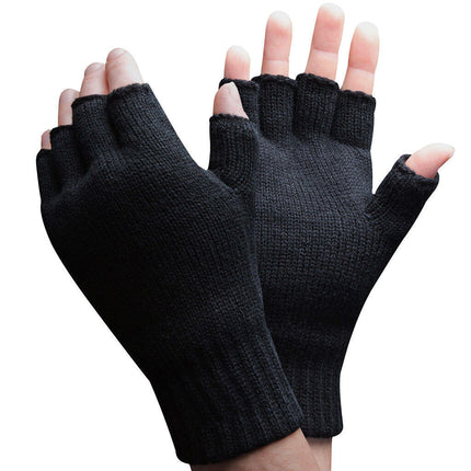 Mister Fingerless Knit Gloves for Men Black