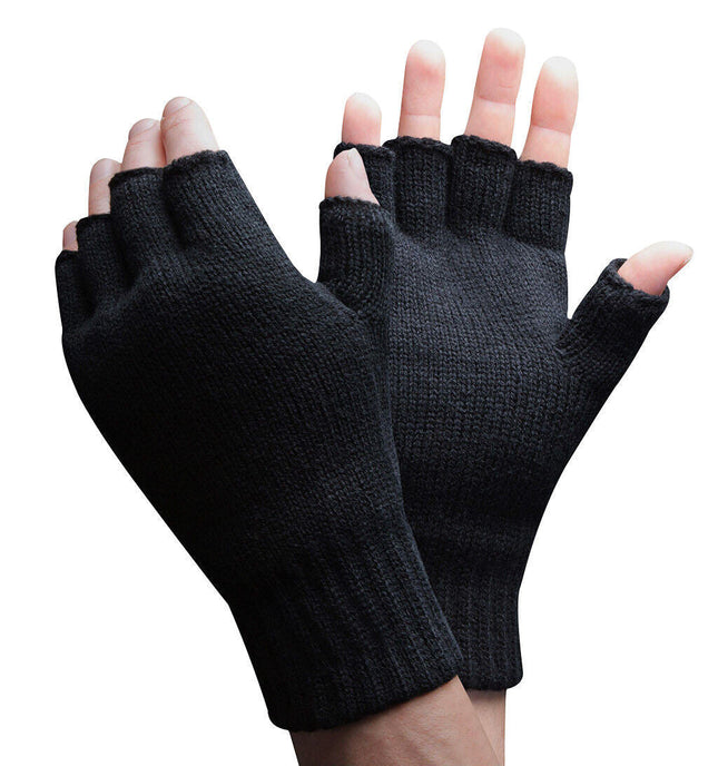 Mister Fingerless Knit Gloves for Men Black