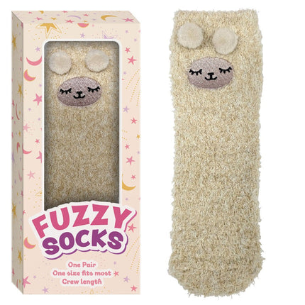 Fuzzy Crew Socks Alpaca Design