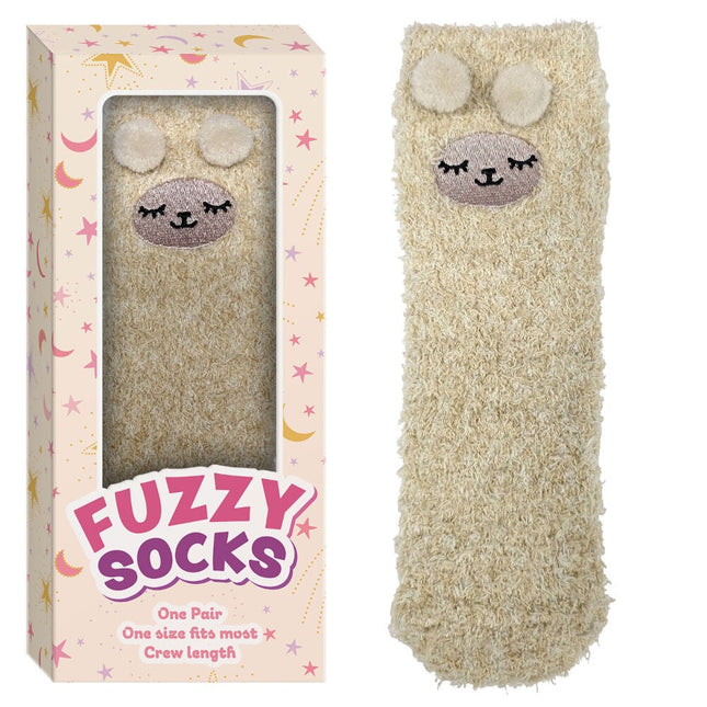 Fuzzy Crew Socks Alpaca Design