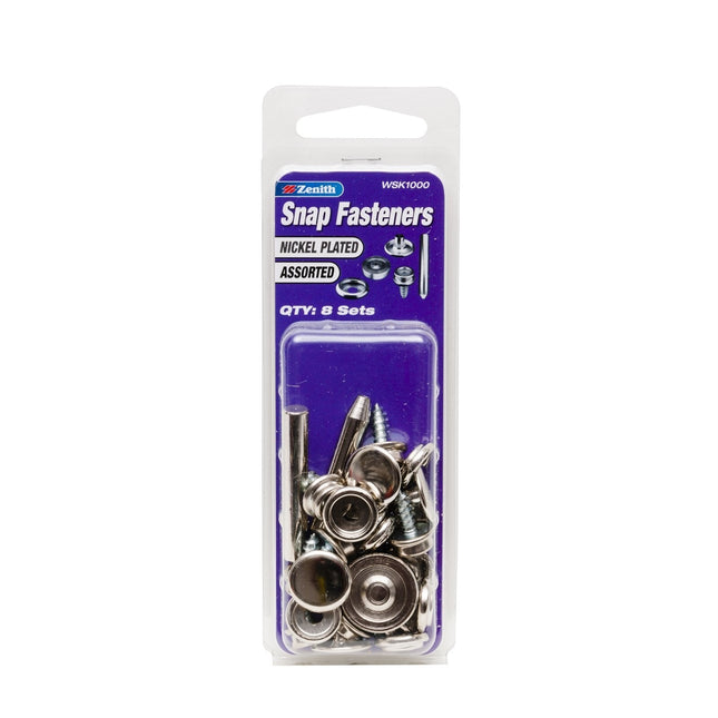 Zenith Fastener Snap Screw Kit Nickel Plated 8 Pack