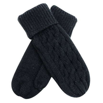 Wicked Sista Knitted Weave Mittens in Black