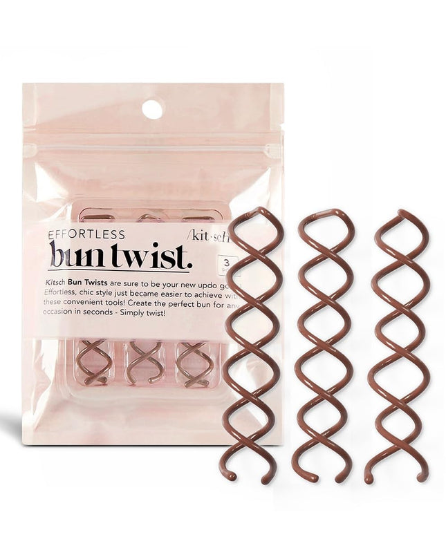 Kitsch Bun Twist Hair Styling Tool for Easy Buns Brown 3 Pack