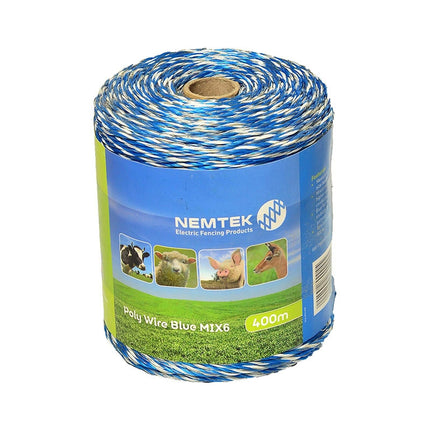 Nemtek 400m MIX6 Electric Fence Poly Wire Blue 400m