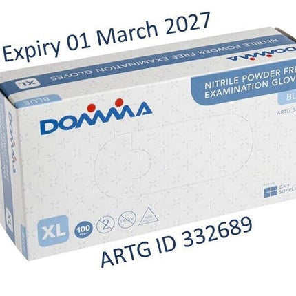 Domma Nitrile Glove Blue Extra Large Pack of 100