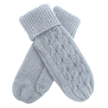 Wicked Sista Knitted Weave Mittens in Light Grey for Winter Warmth