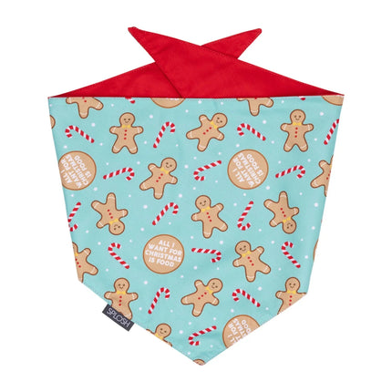 Splosh Christmas Gingerbread Cotton Dog Bandana Green/Red 70x25cm